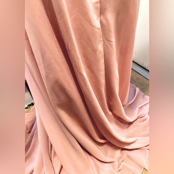 David’s Bridal, NWT, Long Spaghetti V Neck Full Skirt Dress, Sz 10, Ballet - Picture 7 of 13